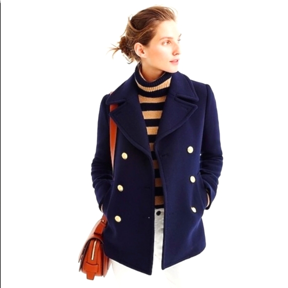 J. Crew Stadium Cloth Pea Coat Navy 2